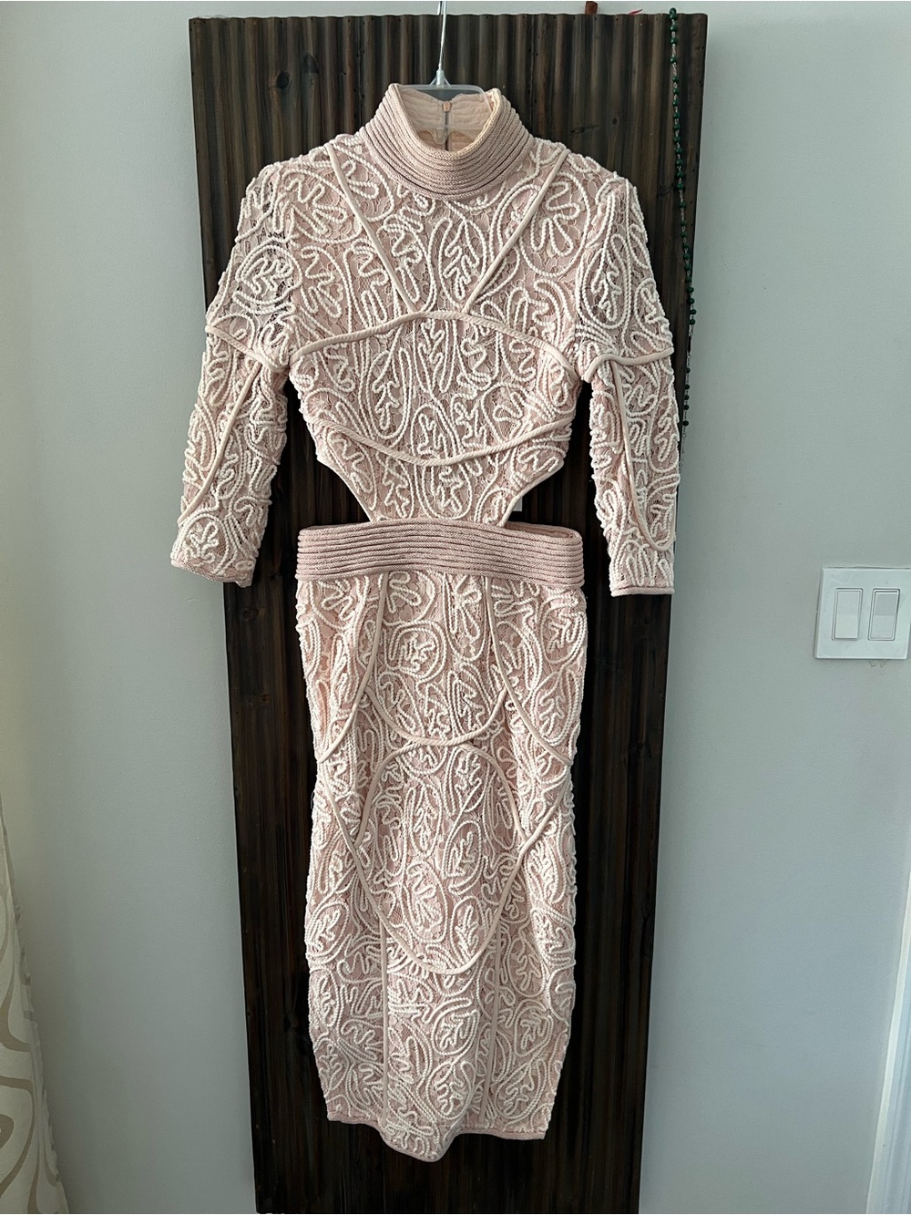 Asilio Blush Pink Embroidered Cutout Midi Dress